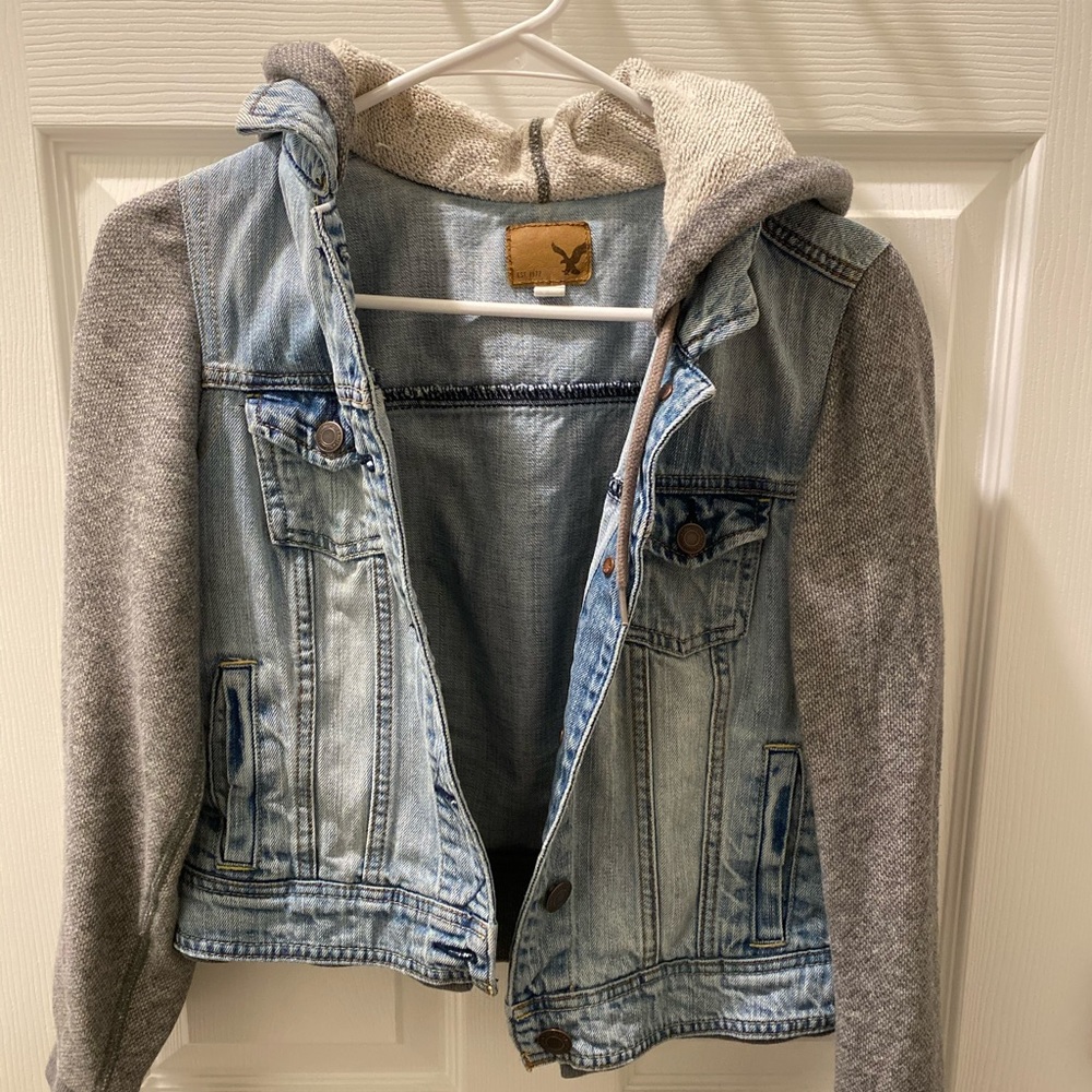 American Eagle hooded jean jacket